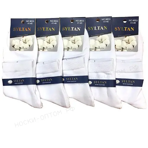 SYLTAN, Носки мужские, классические, хлопок, белые