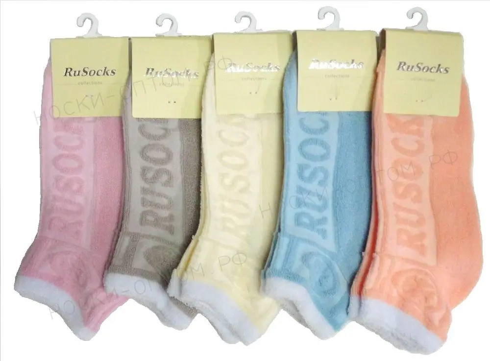 Rusocks Носки женские наружная махра укороченные, светлое ассорти