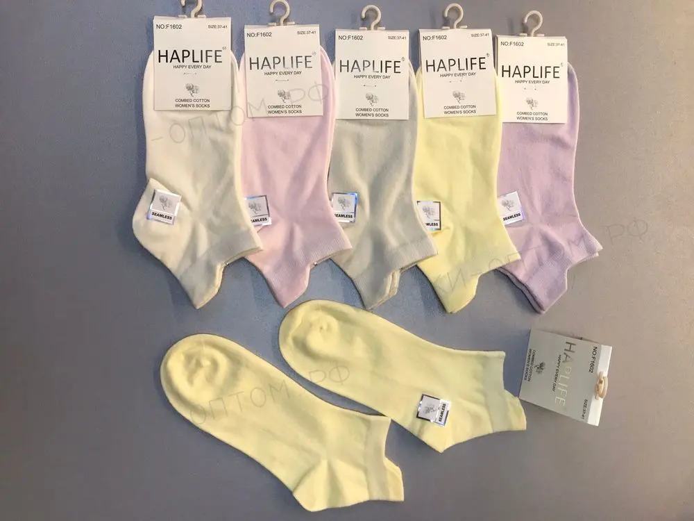 HAPLIFE, Носки женские, короткие,, однотонные, цветные