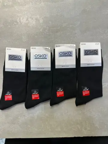 OSKO, Носки мужские классические хлопок, однотонные Черный