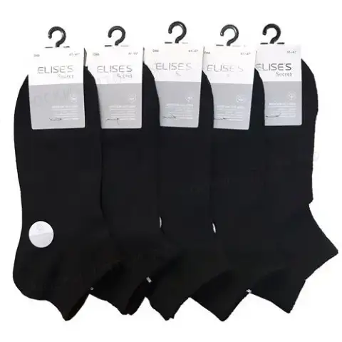 ELISES, Носки мужские, короткие, хлопок, однотонные, сеточка, черный