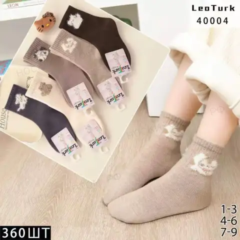 LeoTurk, Ноские для девочек теплые, шерсть ламы, с рисунком на поголенке