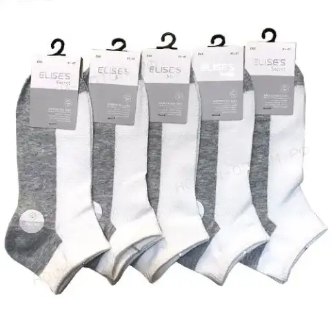 ELISES, Носки мужские, короткие, хлопок, однотонные, сеточка, бело-серые