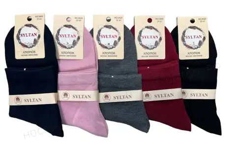 SYLTAN Носки женские хлопок средне-укороченные однотонные ассорти, арт. 2620